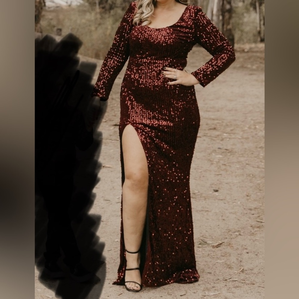 Glam Burgundy Sparkle Dress